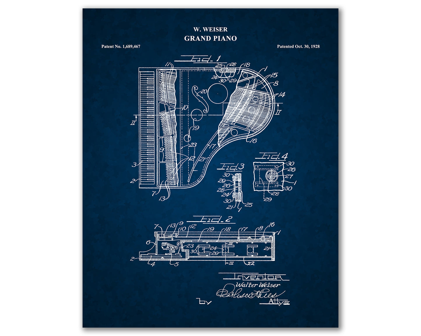 Grand Piano Patent Print Art, Vintage Piano Poster, Music Teacher Gift, Musician Gift, Concert Hall Art, Piano Player Gift, 06012
