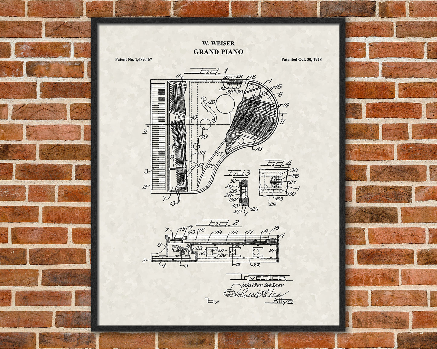 Grand Piano Patent Print Art, Vintage Piano Poster, Music Teacher Gift, Musician Gift, Concert Hall Art, Piano Player Gift, 06012
