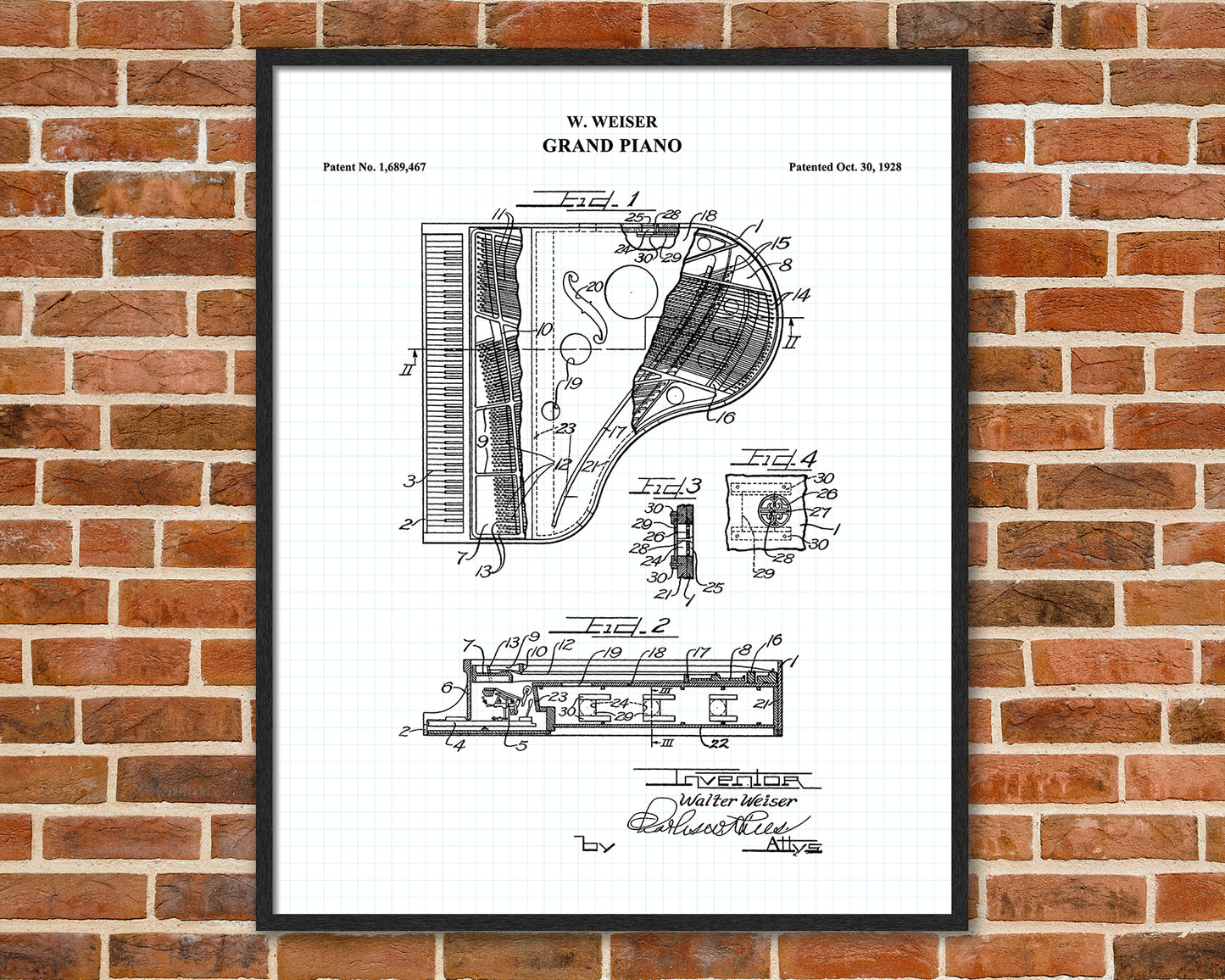 Grand Piano Patent Print Art, Vintage Piano Poster, Music Teacher Gift, Musician Gift, Concert Hall Art, Piano Player Gift, 06012
