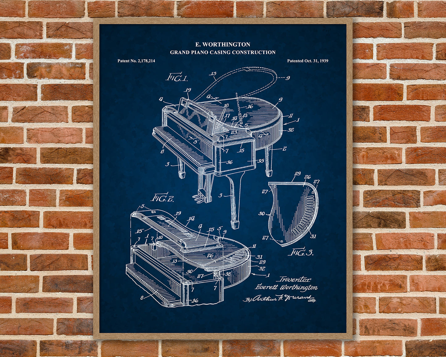 Grand Piano Patent Drawings, Music Studio Wall Art Poster, Great Vintage Room Decor, Art Prints, Musician Decor Gifts 03072