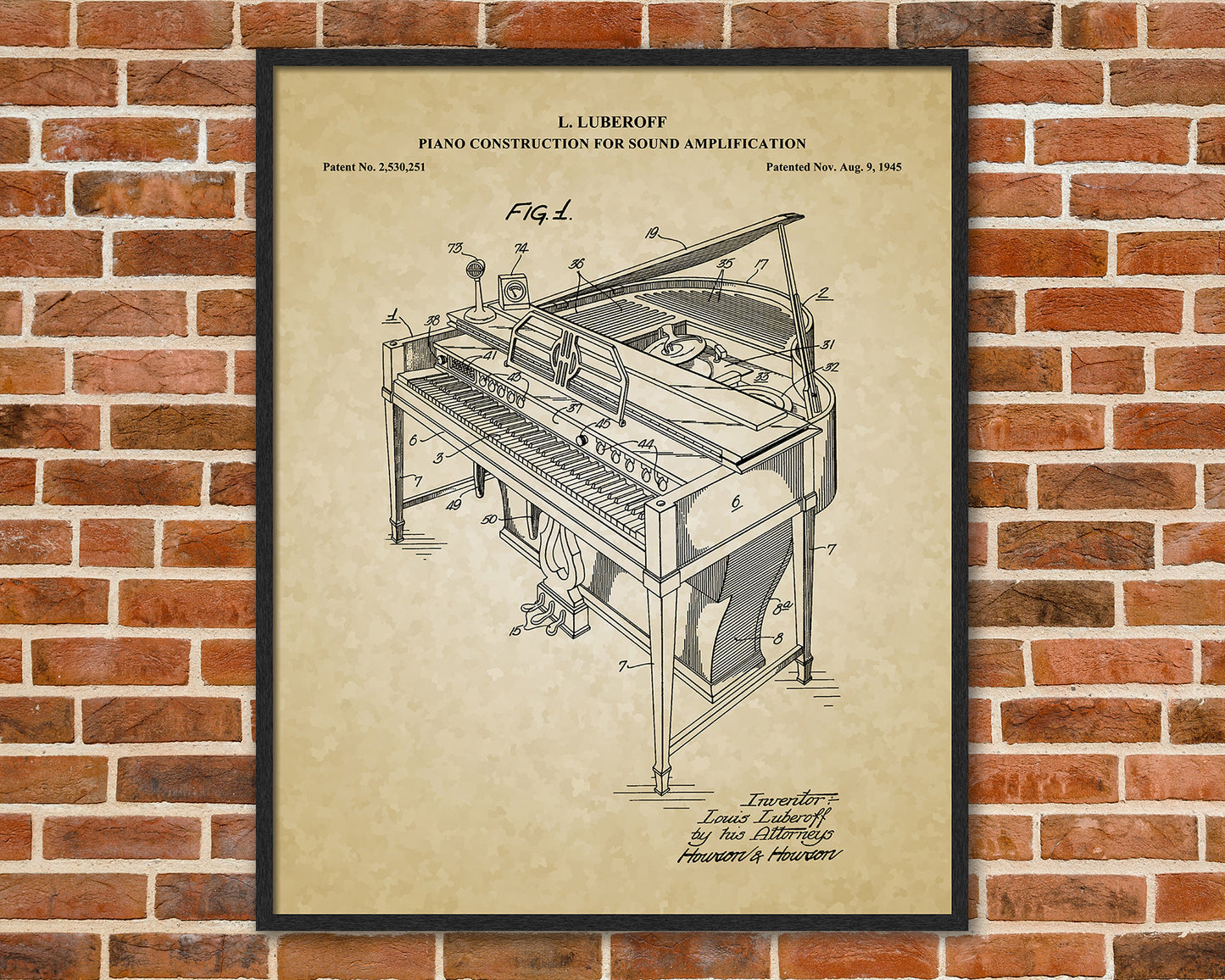 Grand Piano Patent Drawings, Music Studio Wall Art Poster, Great Vintage Room Decor, Art Prints, Musician Decor Gifts 03052