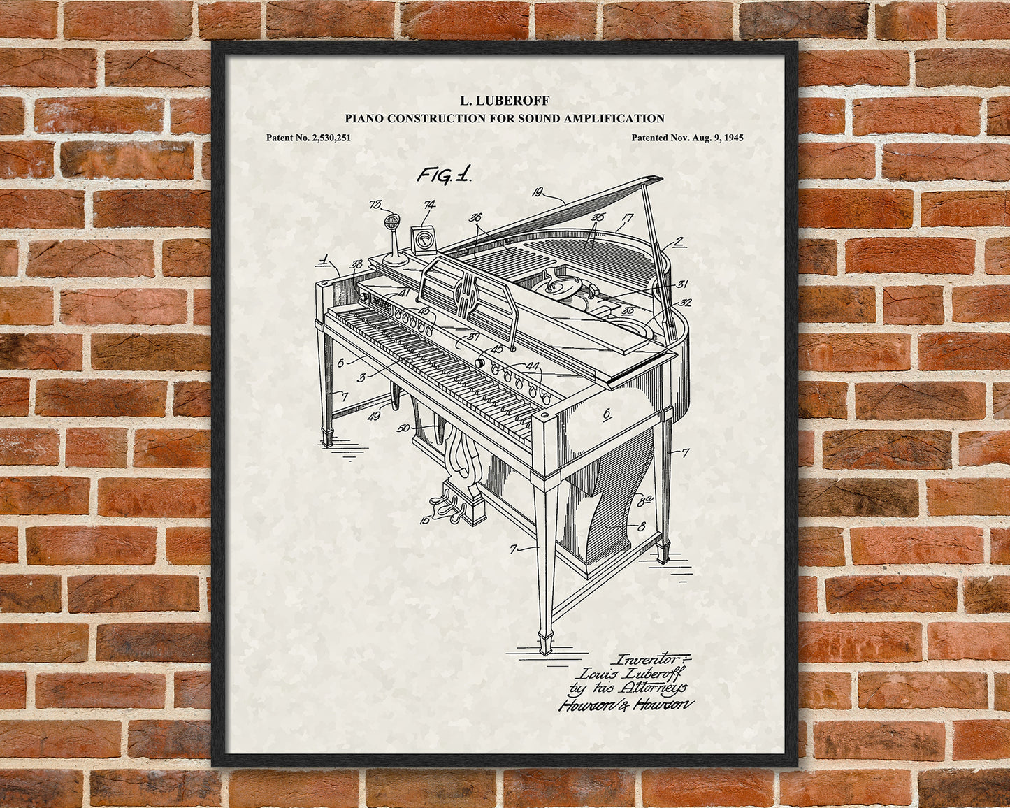 Grand Piano Patent Drawings, Music Studio Wall Art Poster, Great Vintage Room Decor, Art Prints, Musician Decor Gifts 03052