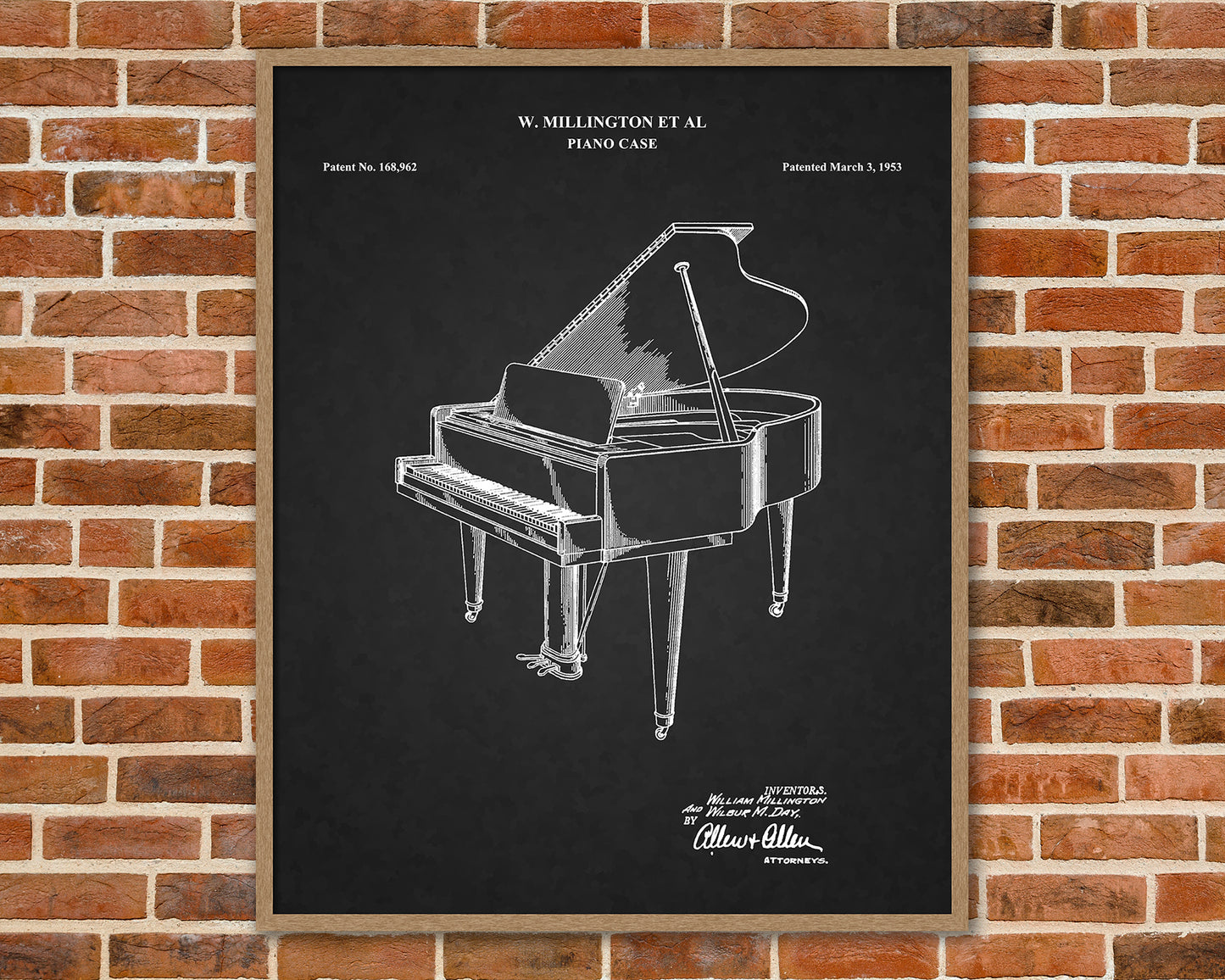 Piano Patent Drawings, Music Studio Wall Art Poster, Great Vintage Room Decor, Art Prints, Musician Decor Gifts 03142