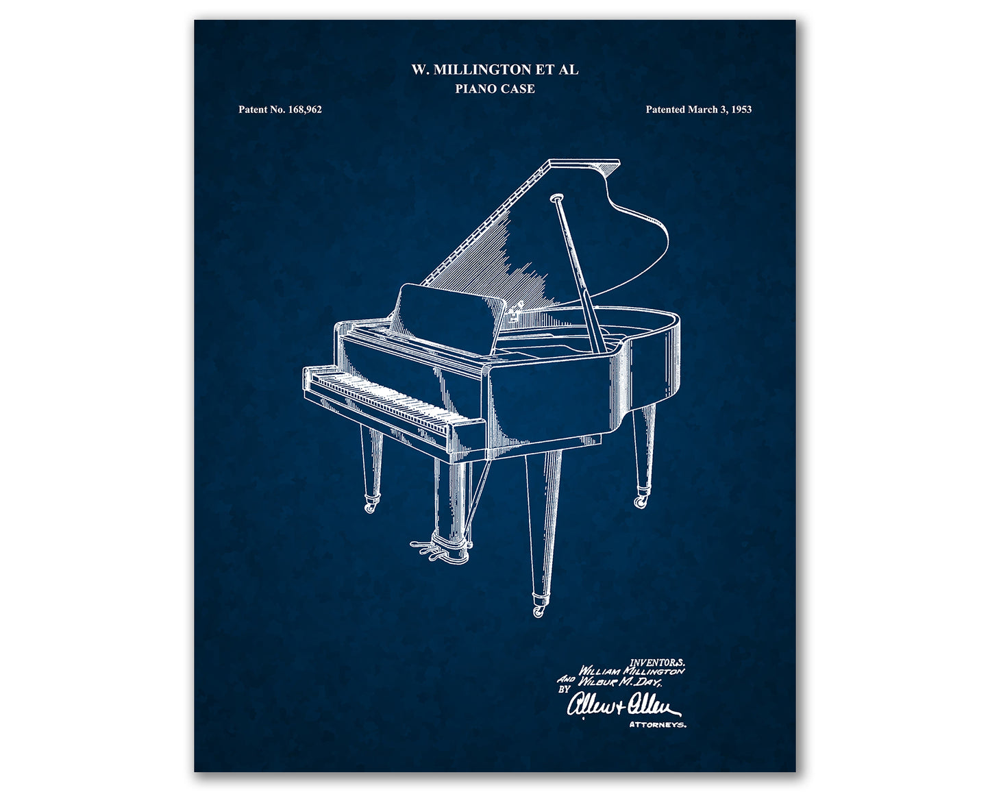 Piano Patent Drawings, Music Studio Wall Art Poster, Great Vintage Room Decor, Art Prints, Musician Decor Gifts 03142