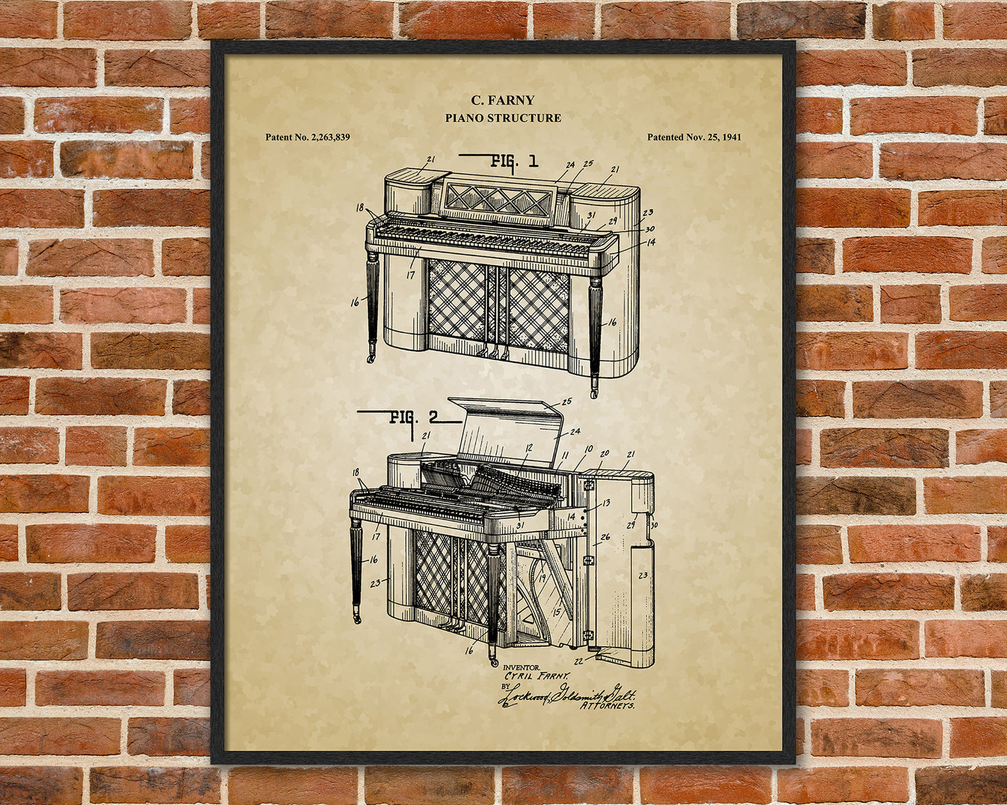 Piano Patent Drawings, Music Studio Wall Art Poster, Great Vintage Room Decor, Art Prints, Musician Decor Gifts 03152
