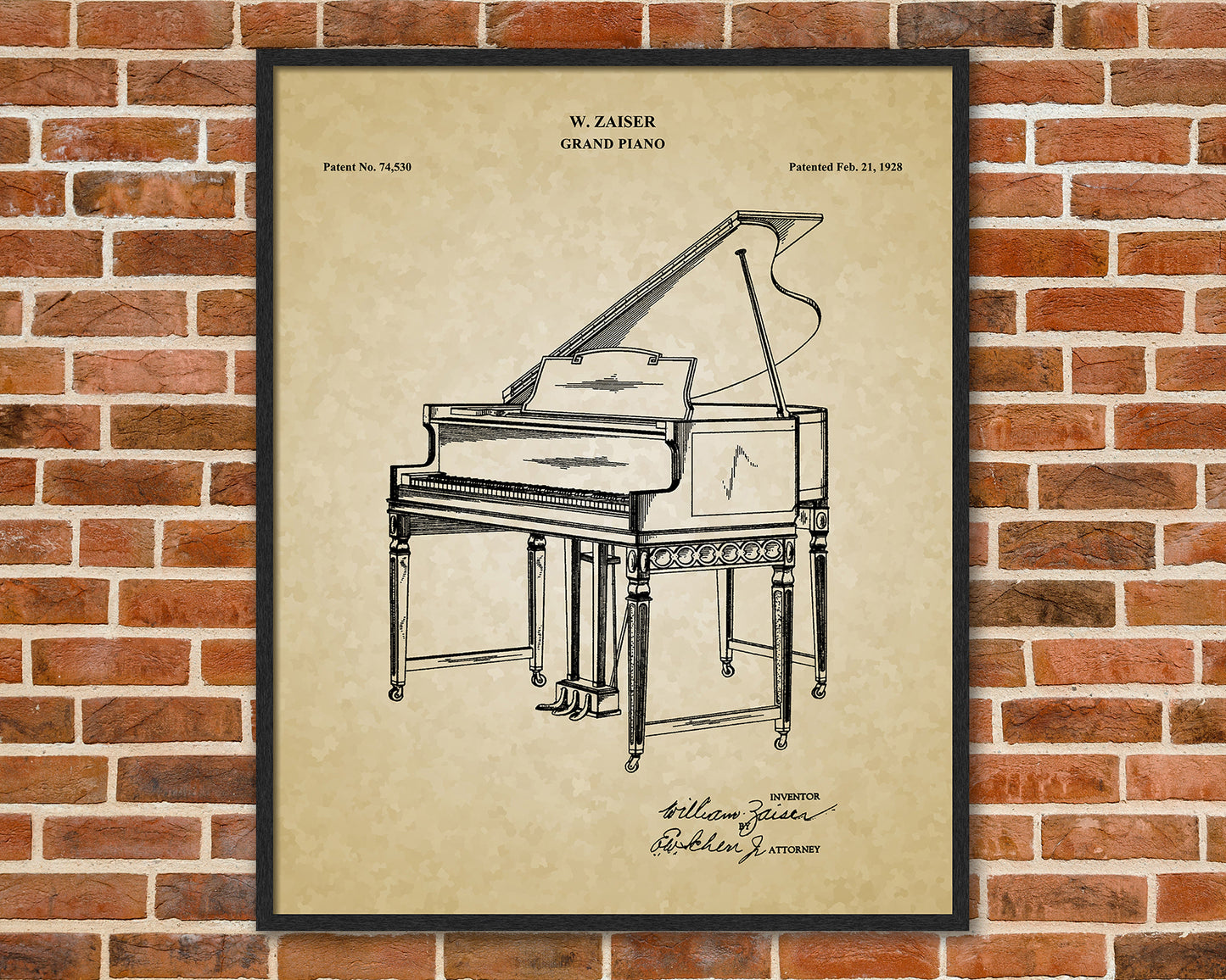 Grand Piano Patent Drawings, Music Studio Wall Art Poster, Great Vintage Room Decor, Art Prints, Musician Decor Gifts 03102