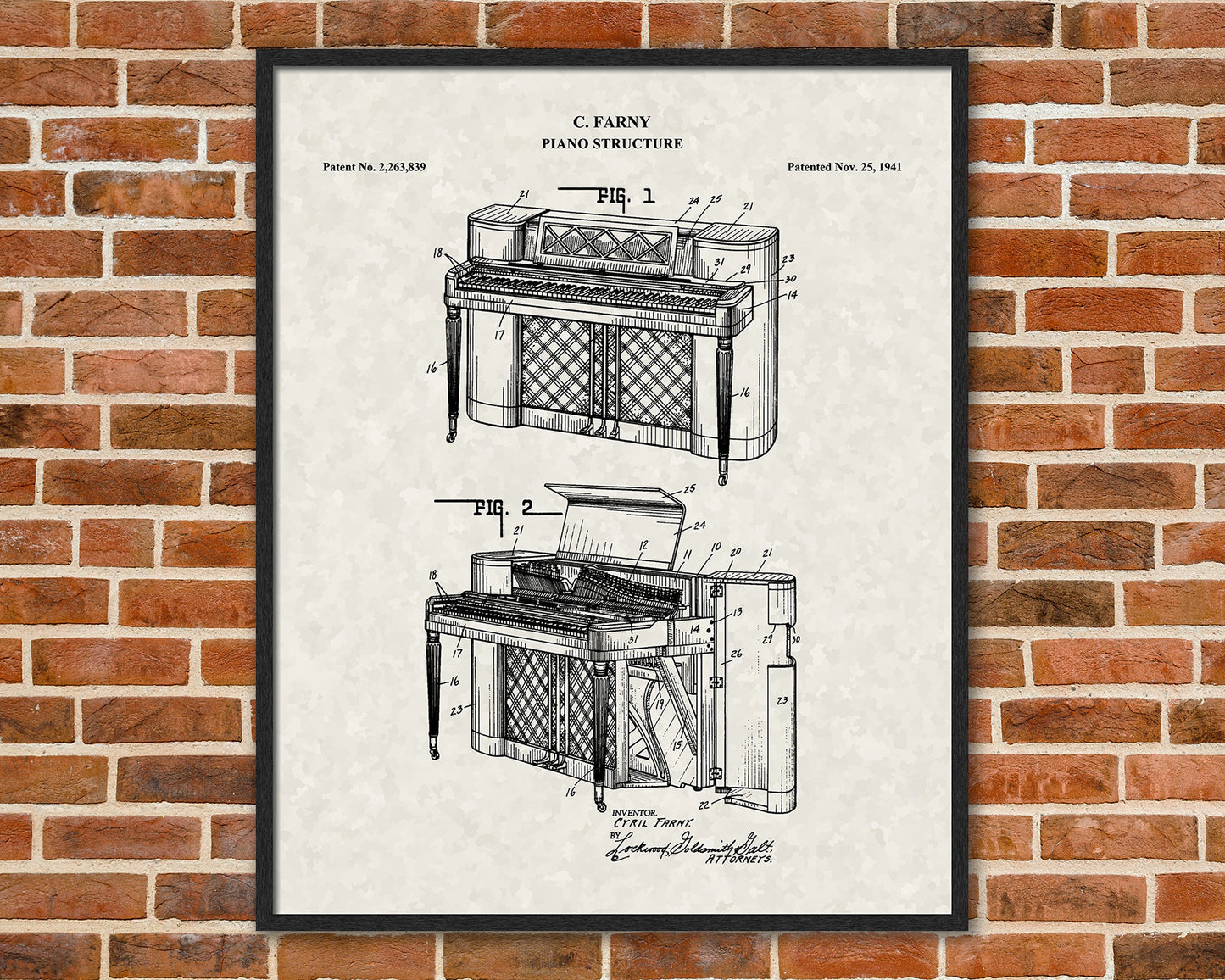 Piano Patent Drawings, Music Studio Wall Art Poster, Great Vintage Room Decor, Art Prints, Musician Decor Gifts 03152