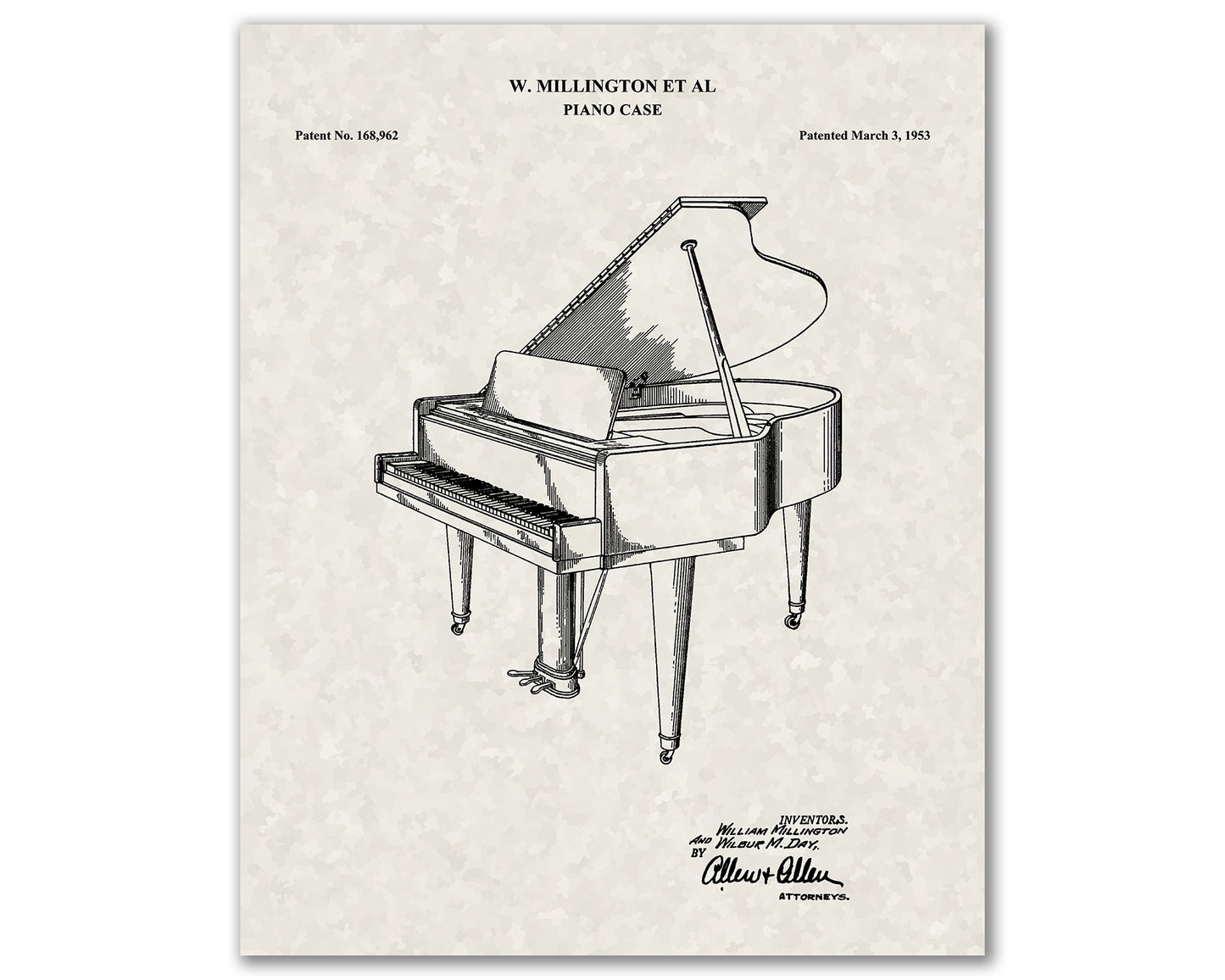 Piano Patent Drawings, Music Studio Wall Art Poster, Great Vintage Room Decor, Art Prints, Musician Decor Gifts 03142