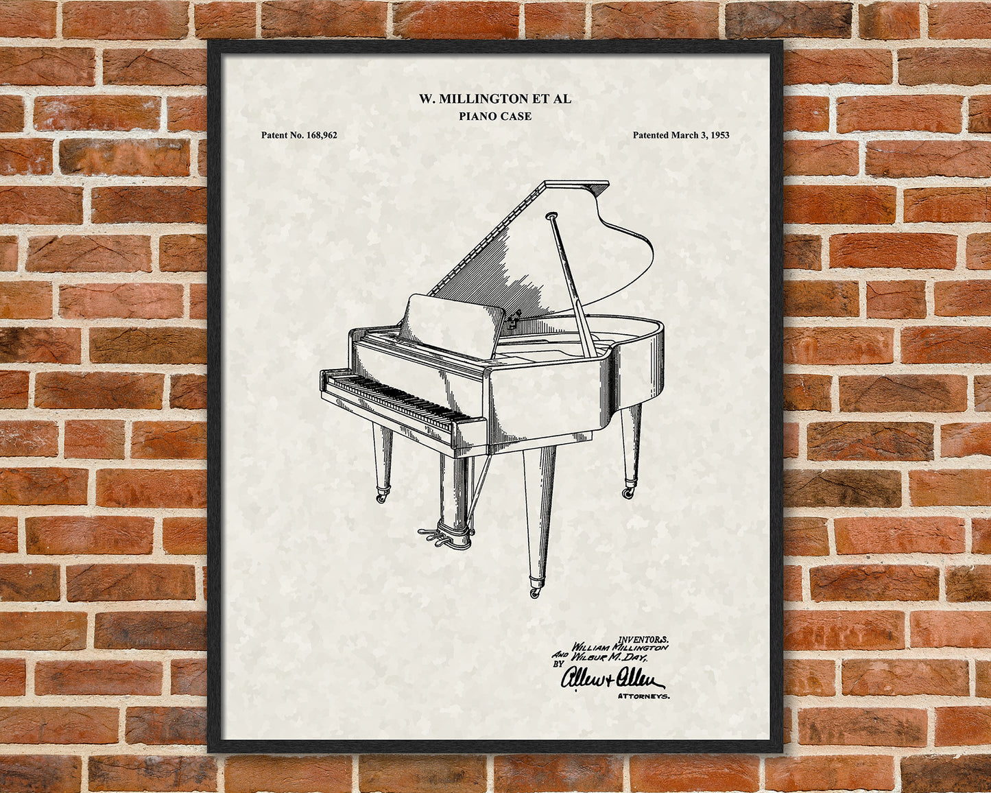 Piano Patent Drawings, Music Studio Wall Art Poster, Great Vintage Room Decor, Art Prints, Musician Decor Gifts 03142