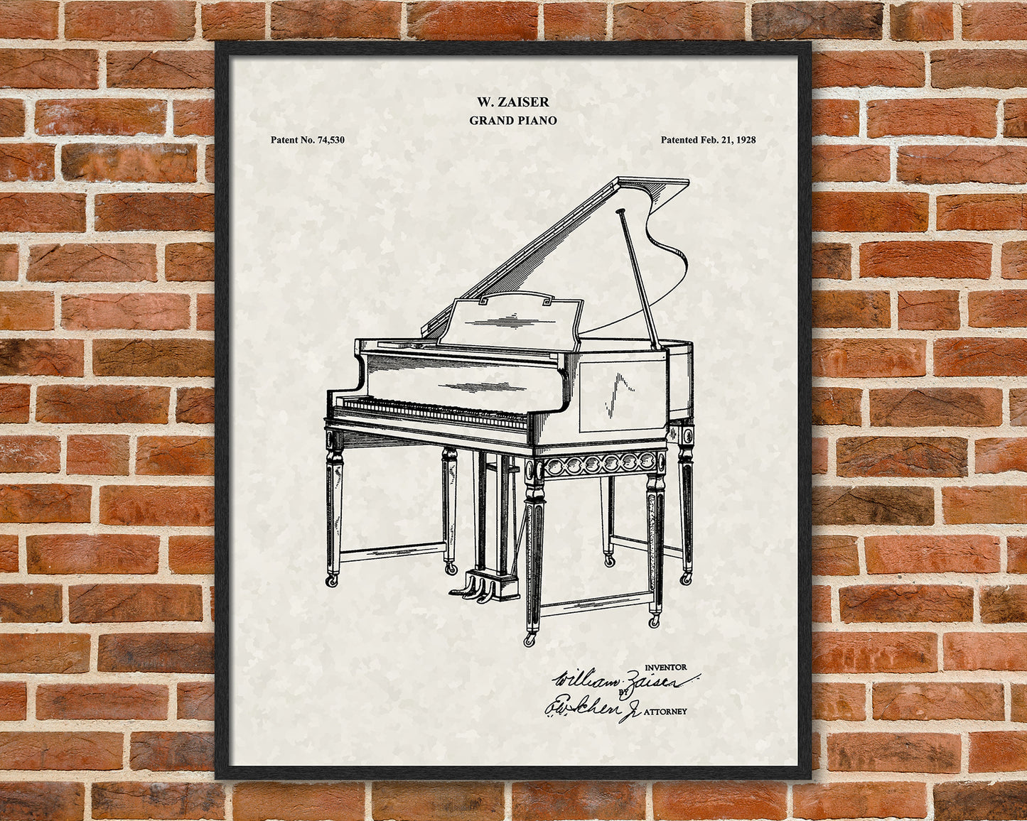 Grand Piano Patent Drawings, Music Studio Wall Art Poster, Great Vintage Room Decor, Art Prints, Musician Decor Gifts 03102