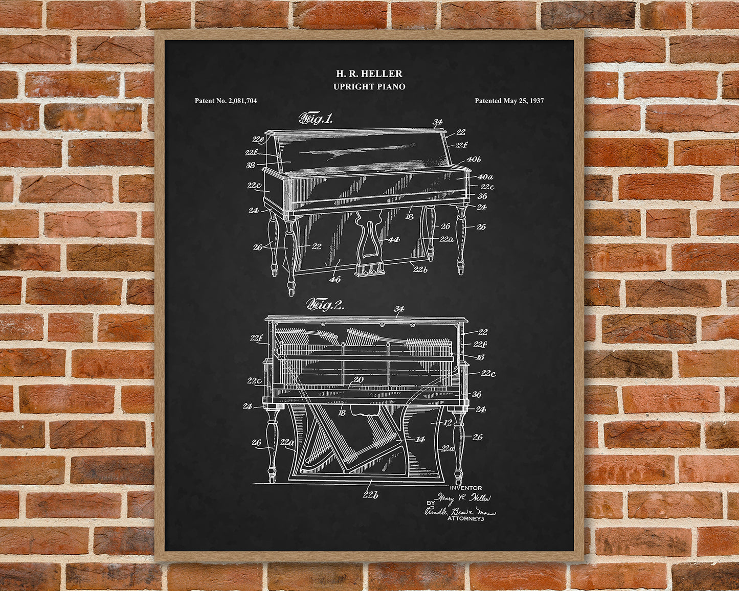 Upright Piano Patent Drawings, Music Studio Wall Art Poster, Great Vintage Room Decor, Art Prints, Musician Decor Gifts 03082