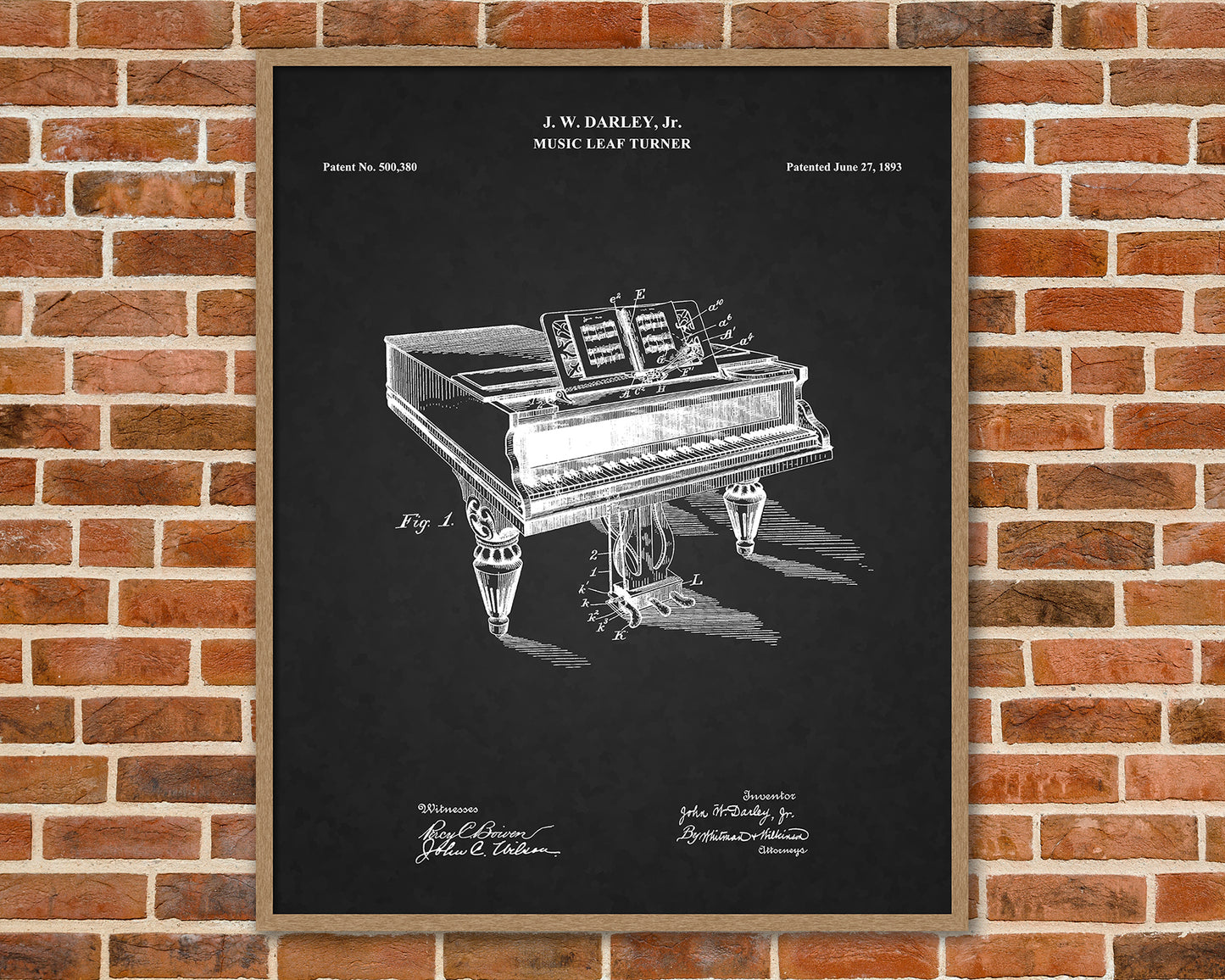 Piano Patent Drawings, Music Studio Wall Art Poster, Great Vintage Room Decor, Art Prints, Musician Decor Gifts 03192