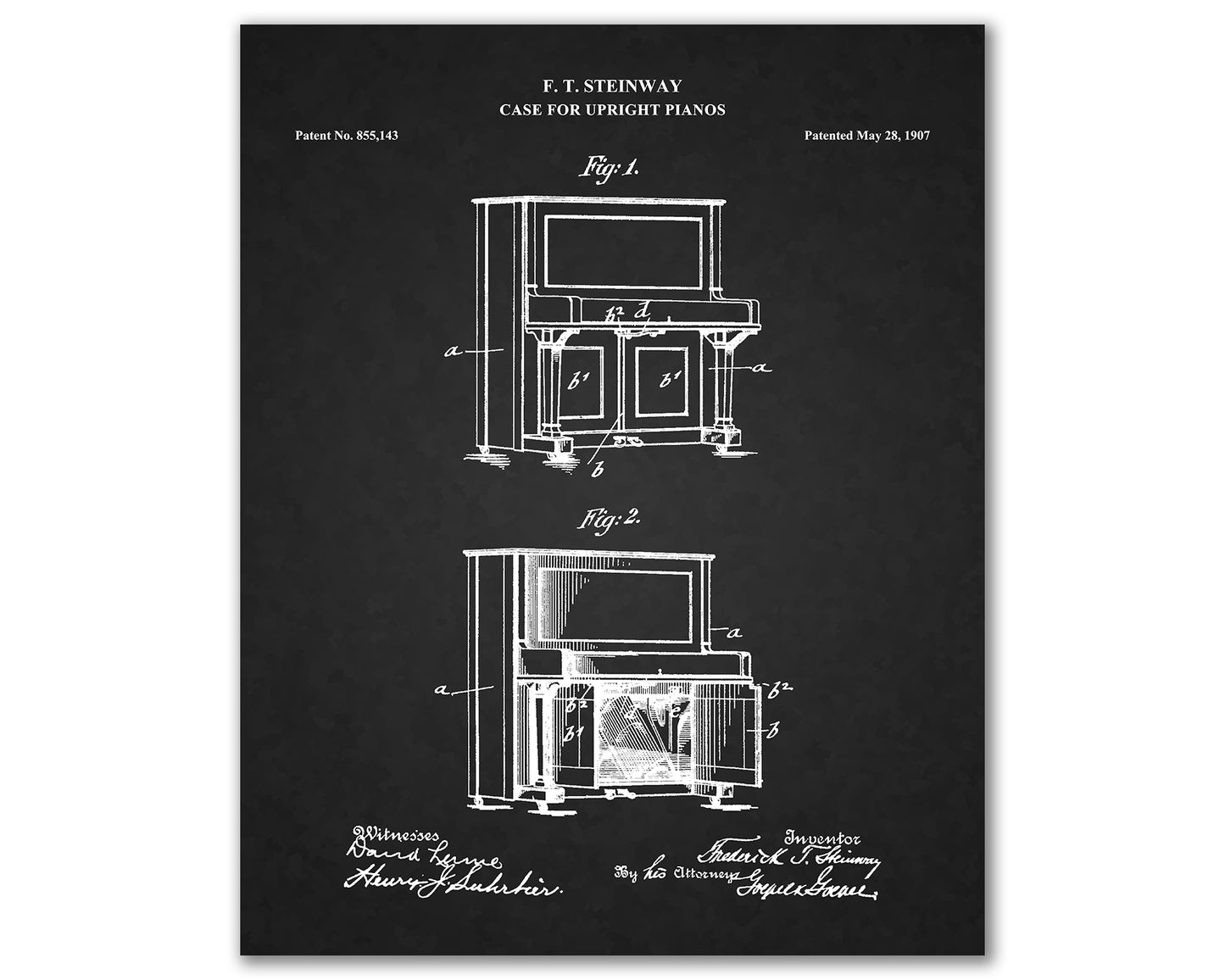 Piano Patent Drawings, Music Studio Wall Art Poster, Great Vintage Room Decor, Art Prints, Musician Decor Gifts 03062