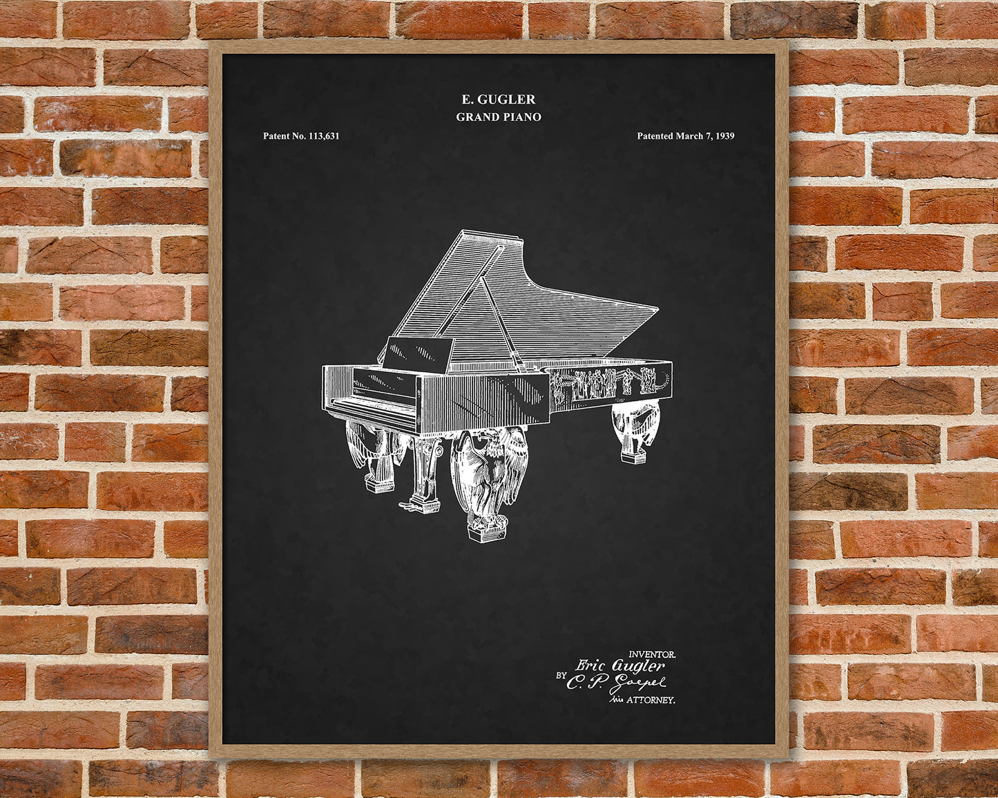 Grand Piano Patent Drawings, Music Studio Wall Art Poster, Great Vintage Room Decor, Art Prints, Musician Decor Gifts 03022