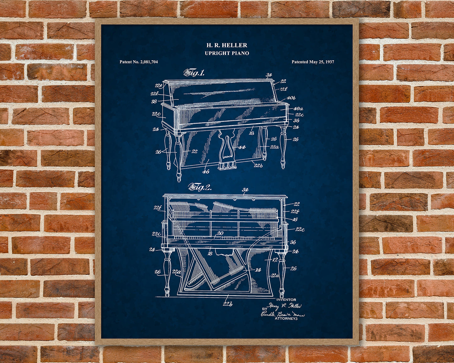 Upright Piano Patent Drawings, Music Studio Wall Art Poster, Great Vintage Room Decor, Art Prints, Musician Decor Gifts 03082