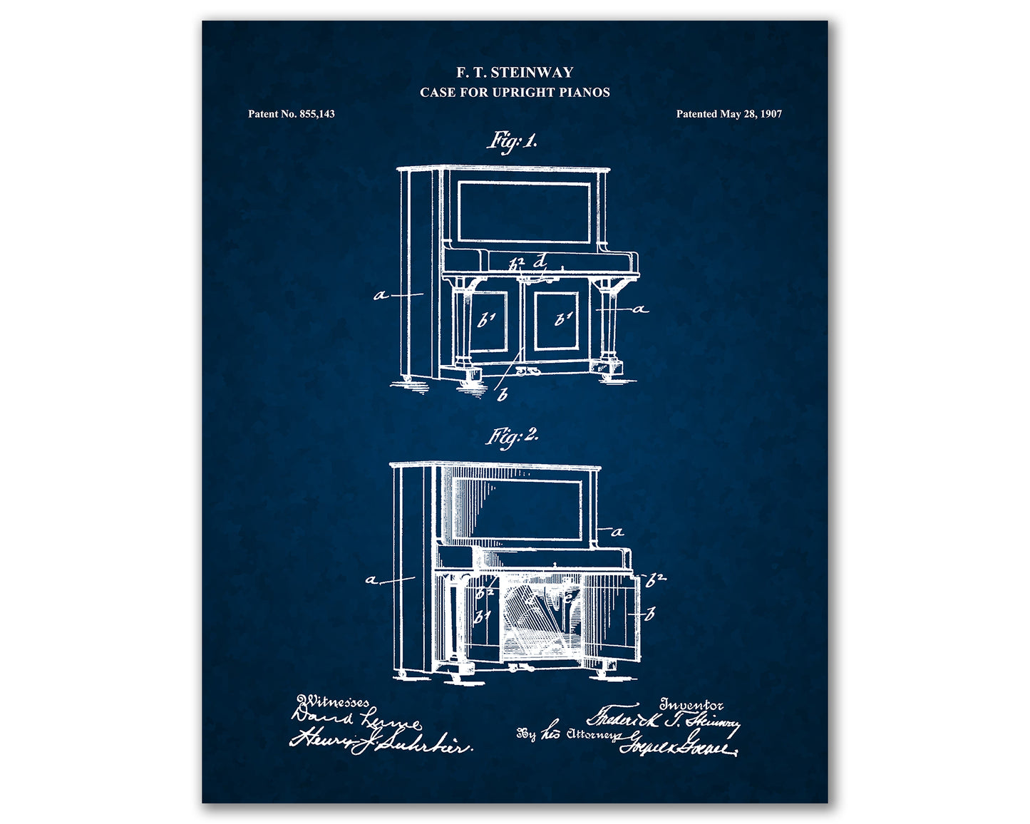 Piano Patent Drawings, Music Studio Wall Art Poster, Great Vintage Room Decor, Art Prints, Musician Decor Gifts 03062