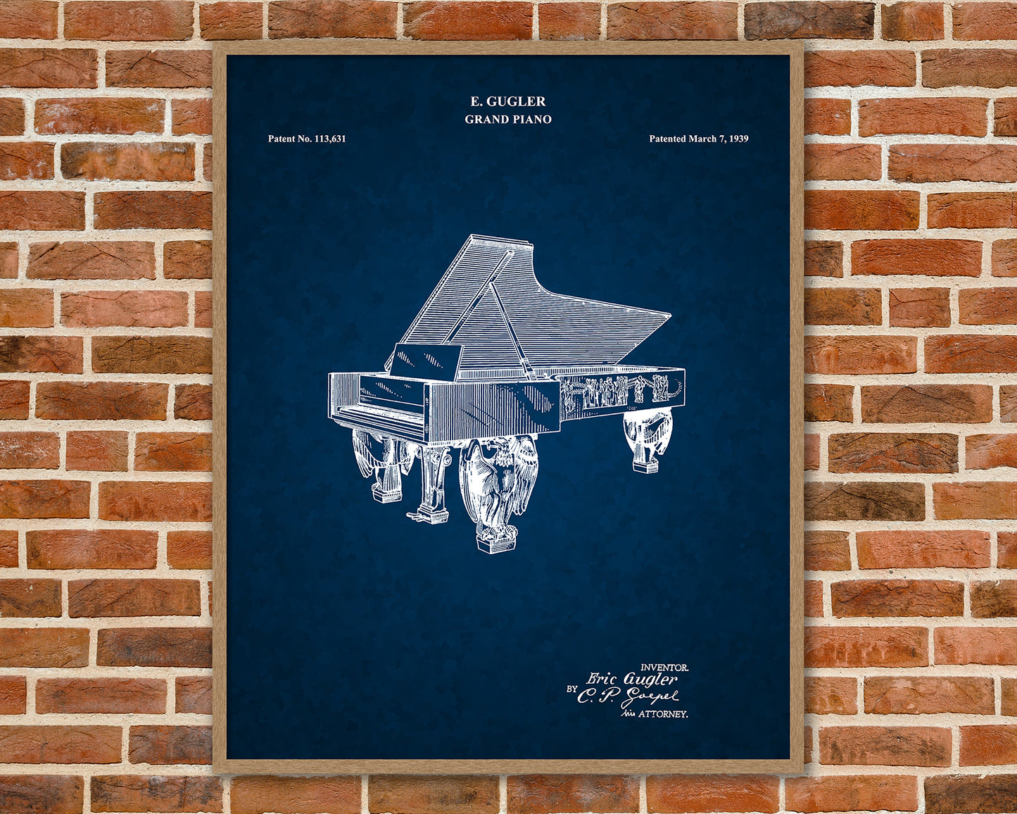 Grand Piano Patent Drawings, Music Studio Wall Art Poster, Great Vintage Room Decor, Art Prints, Musician Decor Gifts 03022