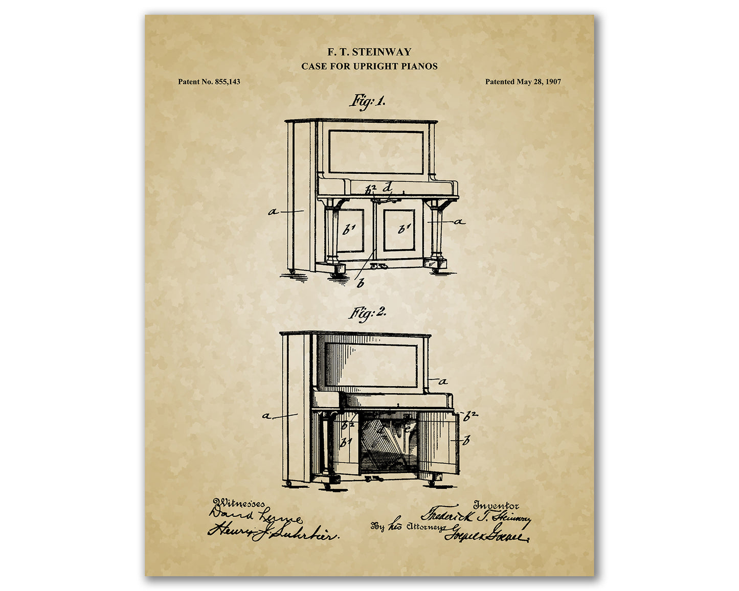 Piano Patent Drawings, Music Studio Wall Art Poster, Great Vintage Room Decor, Art Prints, Musician Decor Gifts 03062