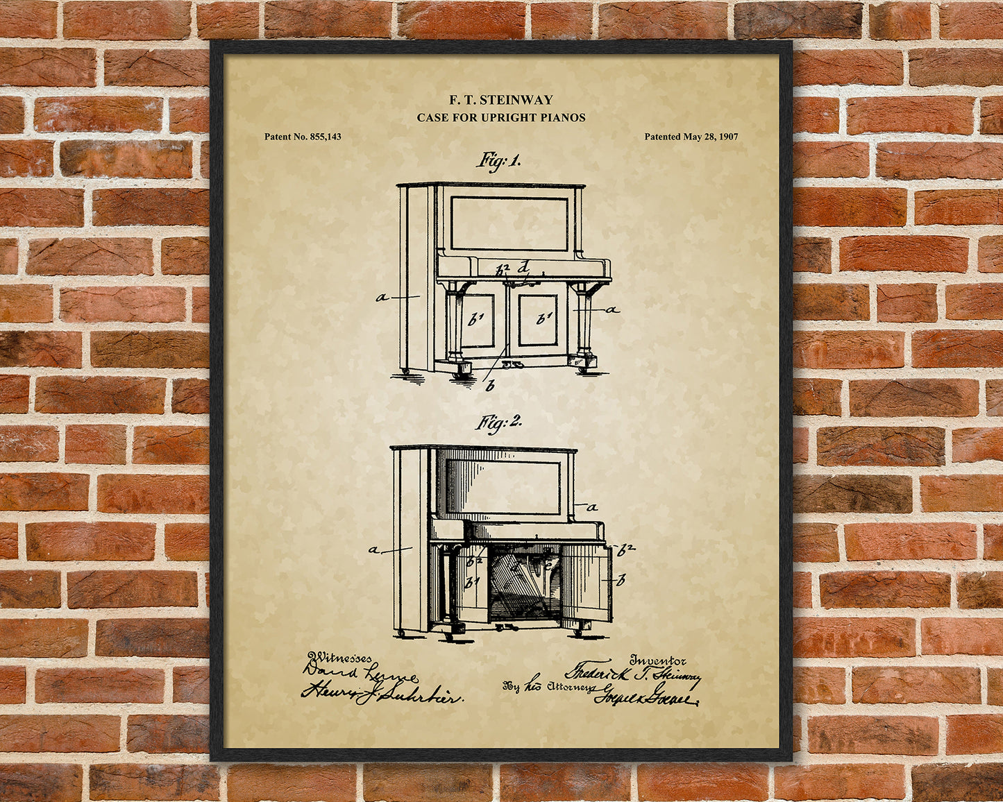 Piano Patent Drawings, Music Studio Wall Art Poster, Great Vintage Room Decor, Art Prints, Musician Decor Gifts 03062