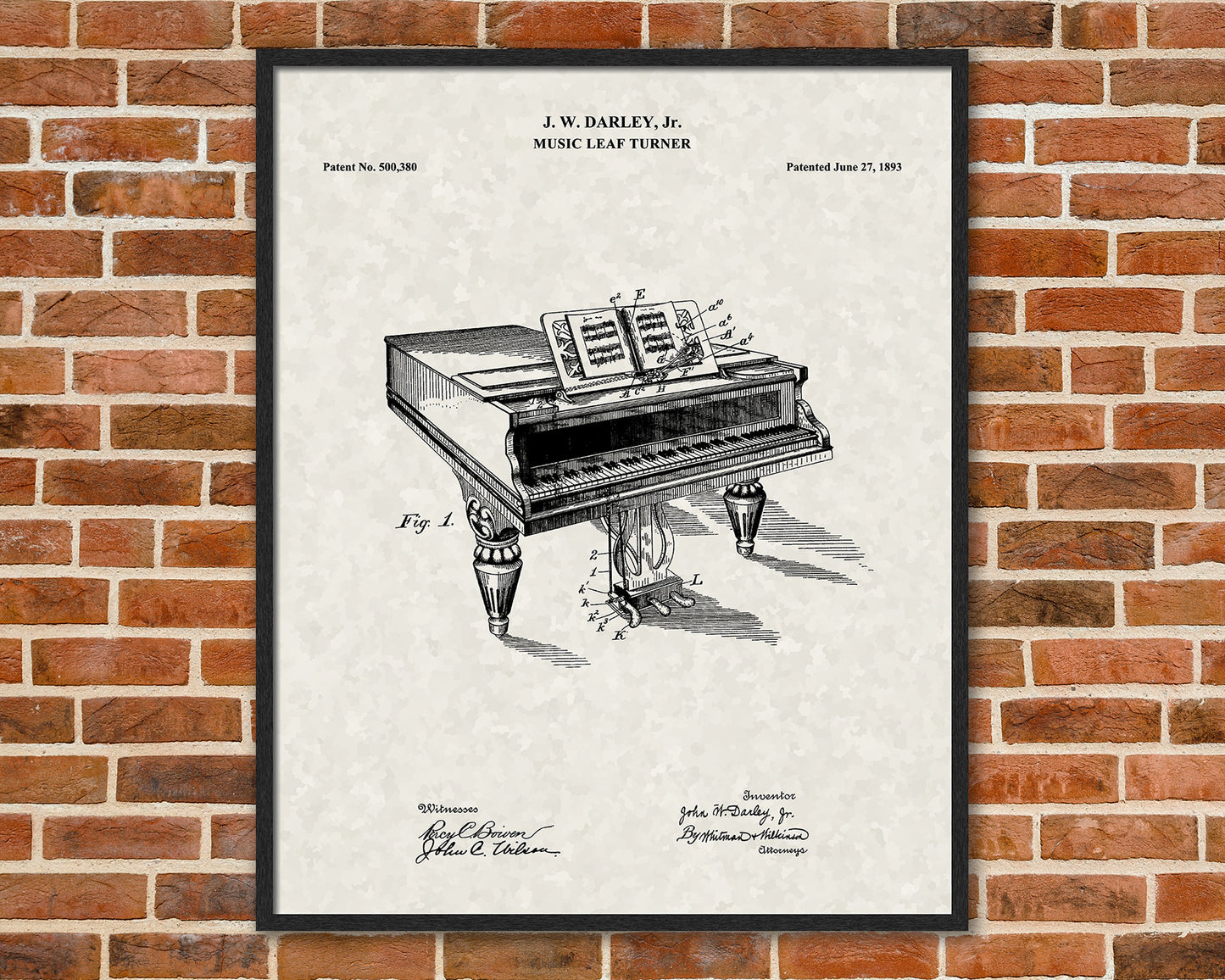 Piano Patent Drawings, Music Studio Wall Art Poster, Great Vintage Room Decor, Art Prints, Musician Decor Gifts 03192