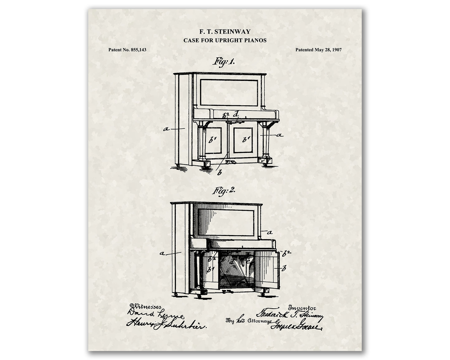 Piano Patent Drawings, Music Studio Wall Art Poster, Great Vintage Room Decor, Art Prints, Musician Decor Gifts 03062