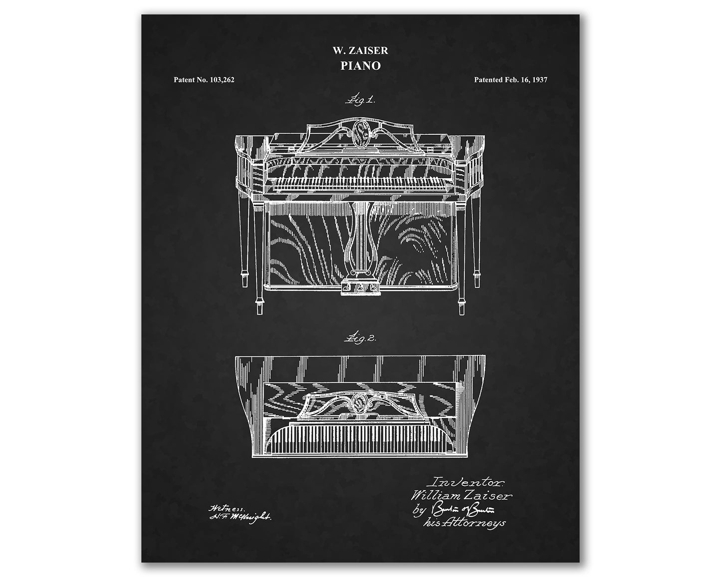 Piano Patent Drawings, Music Studio Wall Art Poster, Great Vintage Room Decor, Art Prints, Musician Decor Gifts 04034