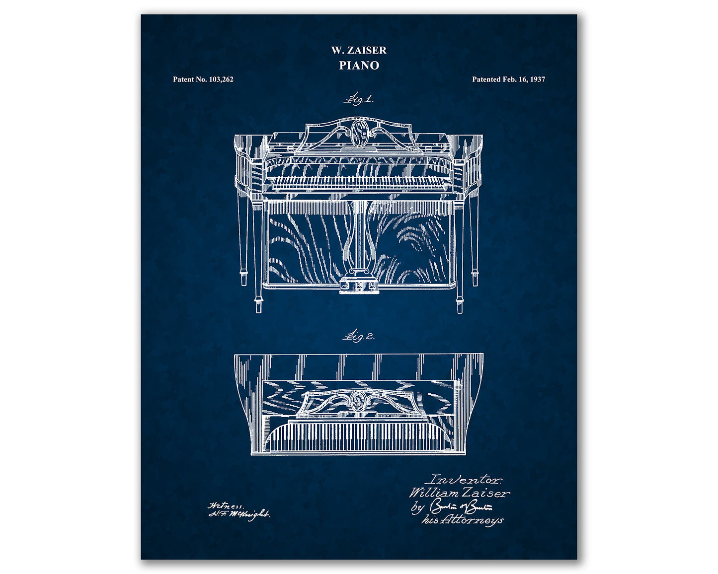 Piano Patent Drawings, Music Studio Wall Art Poster, Great Vintage Room Decor, Art Prints, Musician Decor Gifts 04034