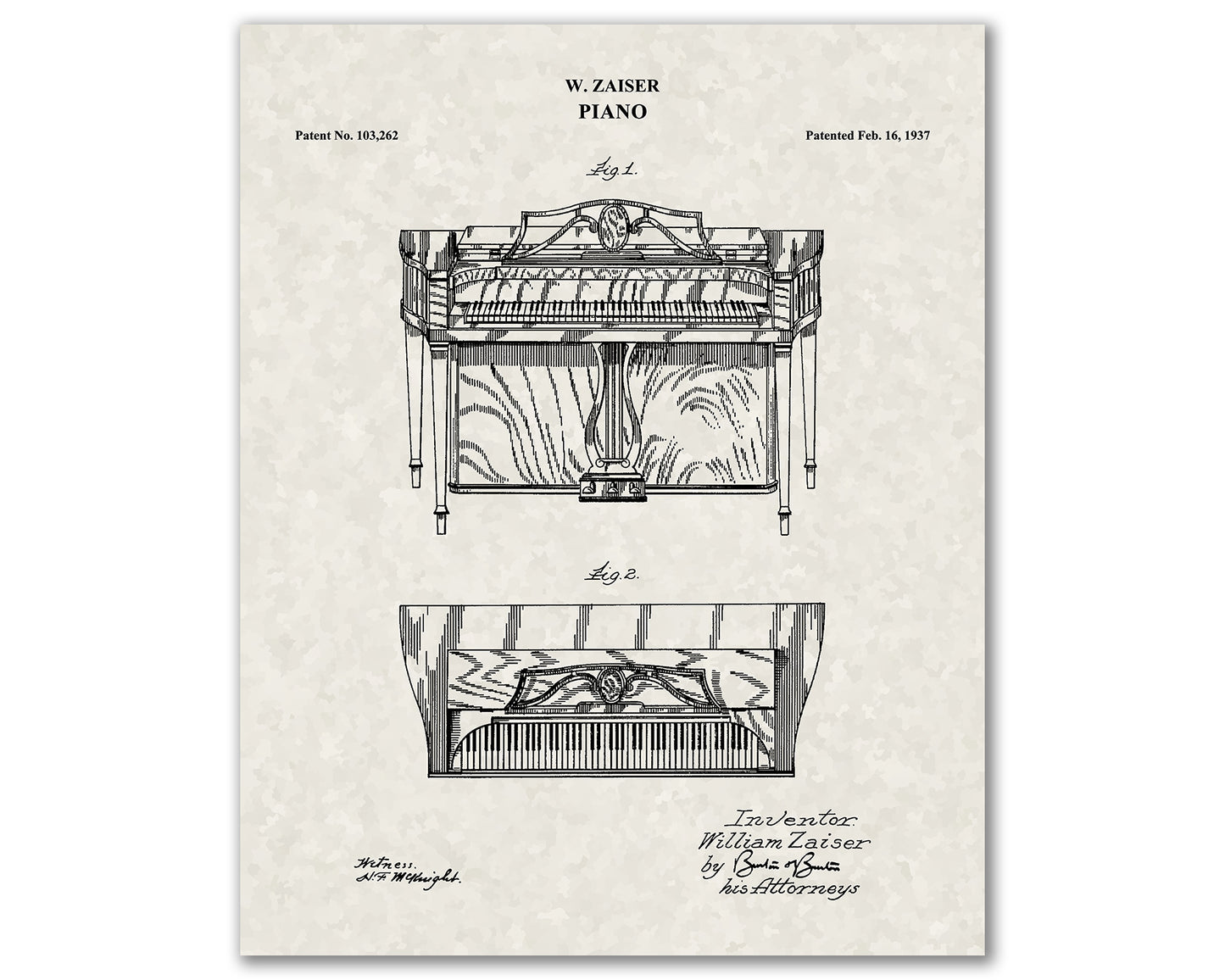 Piano Patent Drawings, Music Studio Wall Art Poster, Great Vintage Room Decor, Art Prints, Musician Decor Gifts 04034