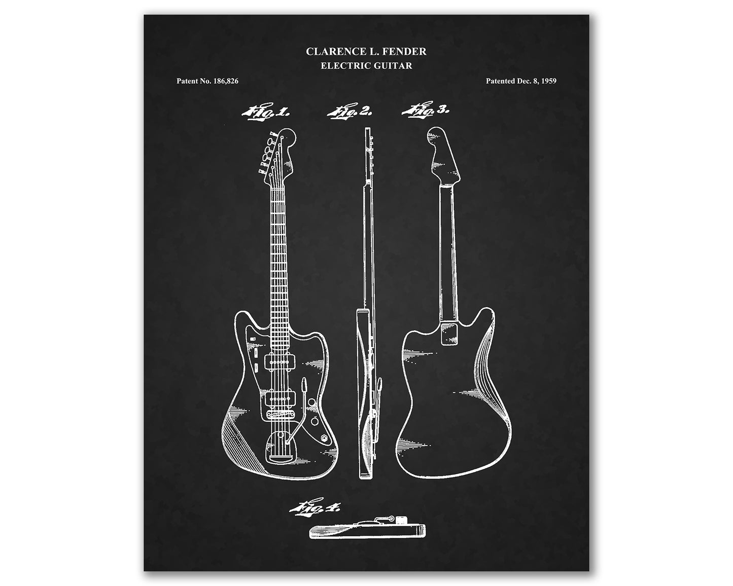 Guitar Patent Drawings, Music Studio Wall Art Poster, Great Vintage Room Decor, Art Prints, Musician Decor Gifts 03202