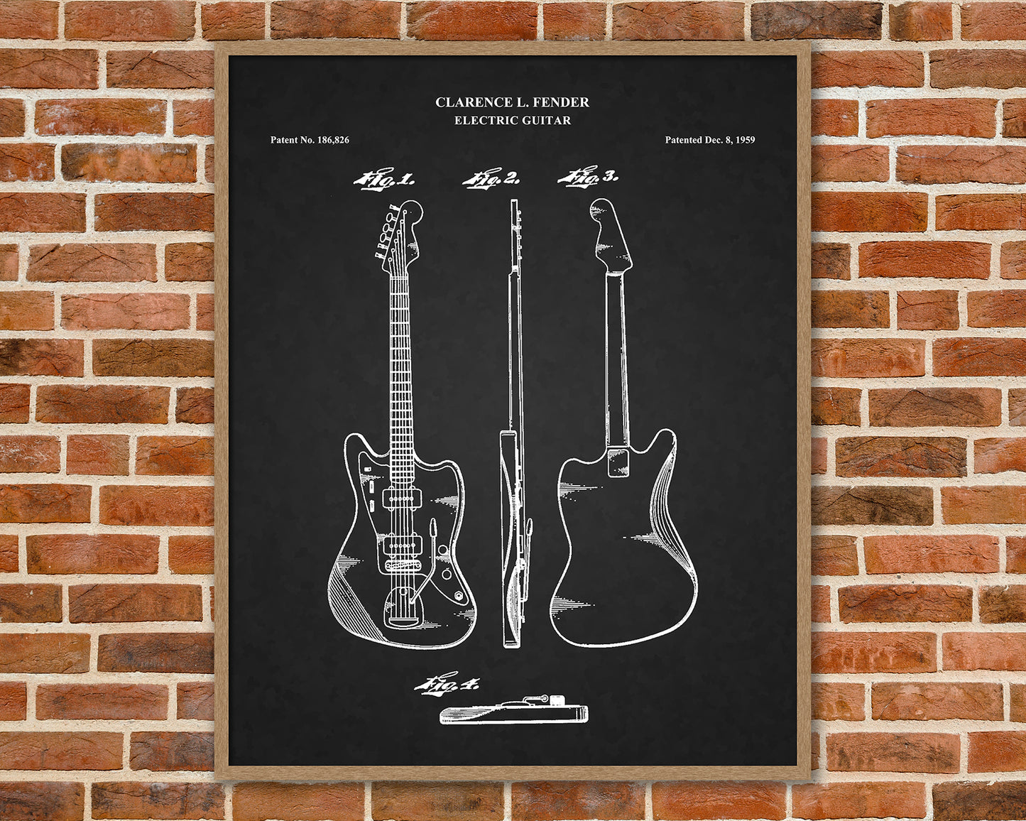 Guitar Patent Drawings, Music Studio Wall Art Poster, Great Vintage Room Decor, Art Prints, Musician Decor Gifts 03202