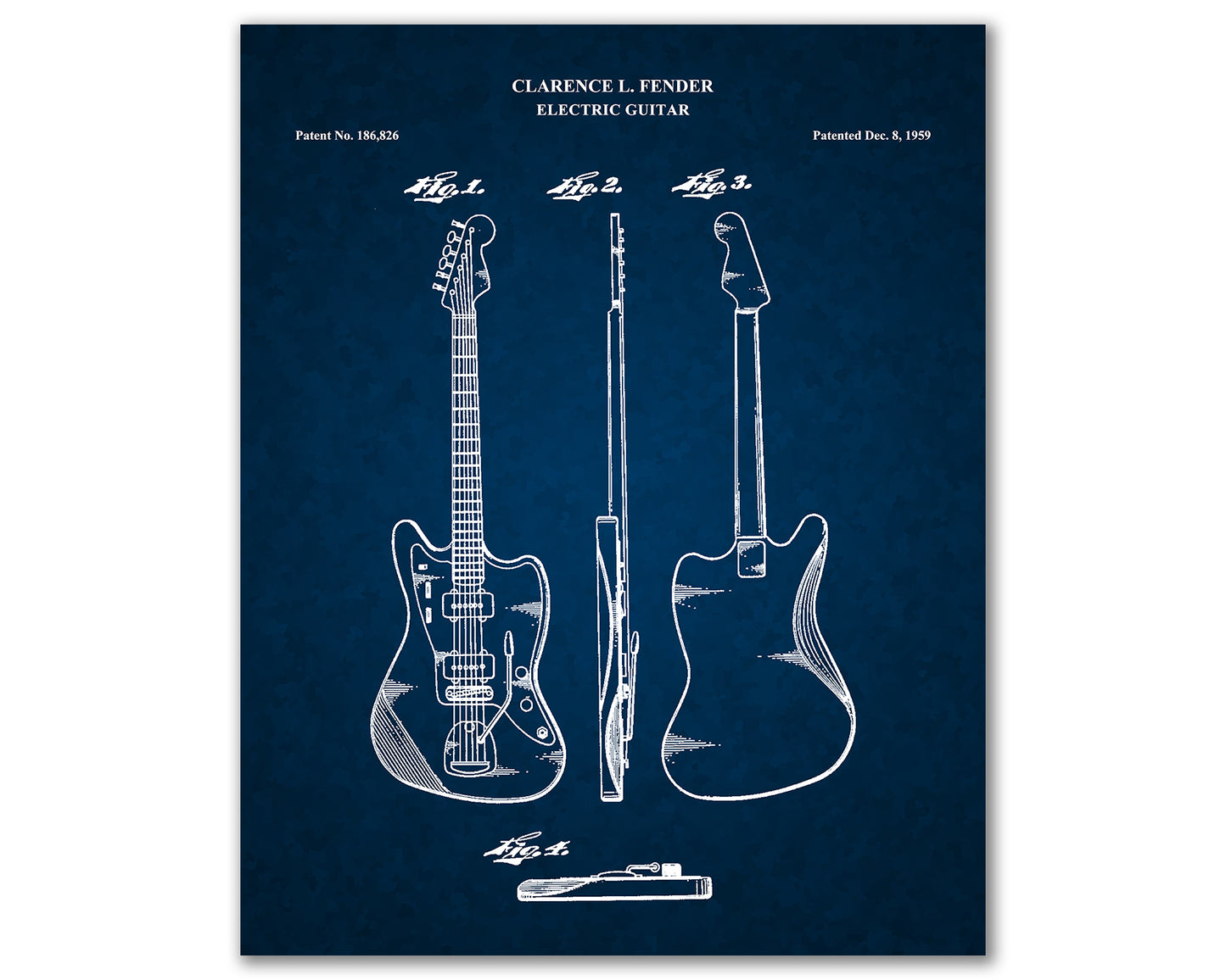Guitar Patent Drawings, Music Studio Wall Art Poster, Great Vintage Room Decor, Art Prints, Musician Decor Gifts 03202