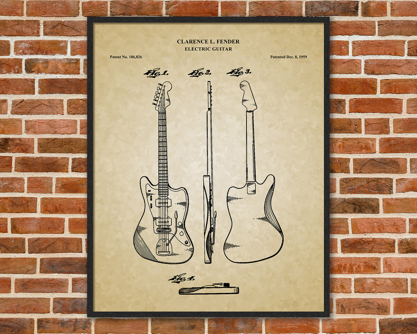 Guitar Patent Drawings, Music Studio Wall Art Poster, Great Vintage Room Decor, Art Prints, Musician Decor Gifts 03202