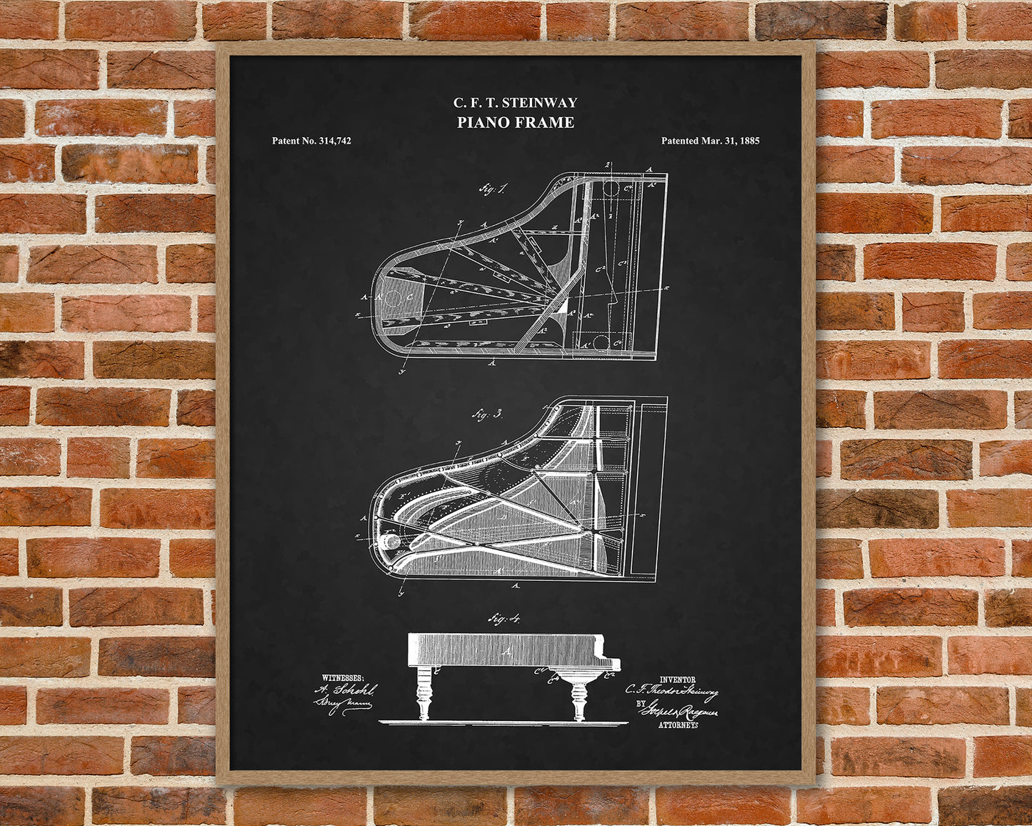 Steinway Piano Patent Print Art, Grand Piano Patent Print, Historical Vintage Art Prints, Piano Teacher Gift, Music Teacher Gift, 06022