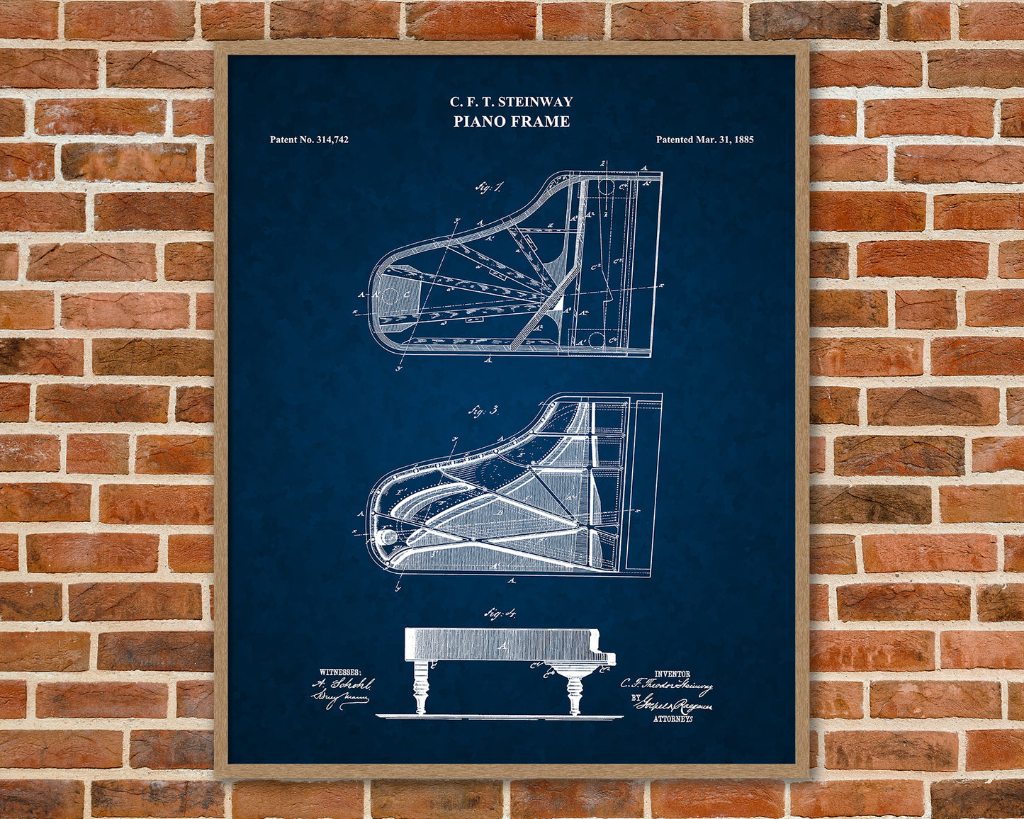 Steinway Piano Patent Print Art, Grand Piano Patent Print, Historical Vintage Art Prints, Piano Teacher Gift, Music Teacher Gift, 06022