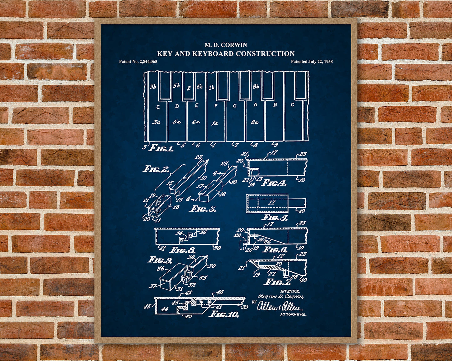 Piano Keys and Keyboard Patent Prints, Piano Teacher Gift, Piano Player Gift, Music Room Decor, Piano Keyboard Blueprint, Musician Gifts, 06032