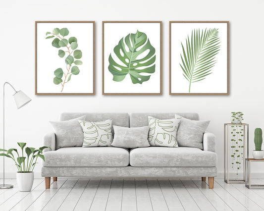 Set of 3 botanical prints, farmhouse decor, eucalyptus prints, boho wall decor, minimalist decor, greenery print, floral wall art 04012