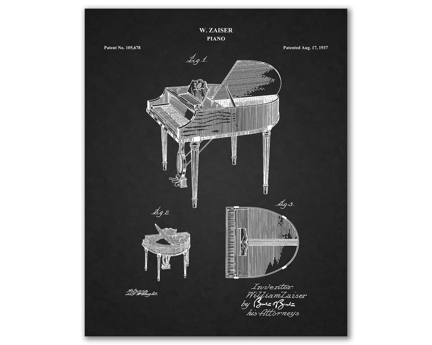 Wurlitzer Butterfly Grand Piano Patent Print Art, Piano Wall Art, Piano Player Gift, Music Room Decor, Piano Teacher Gift, Piano Art, 06172