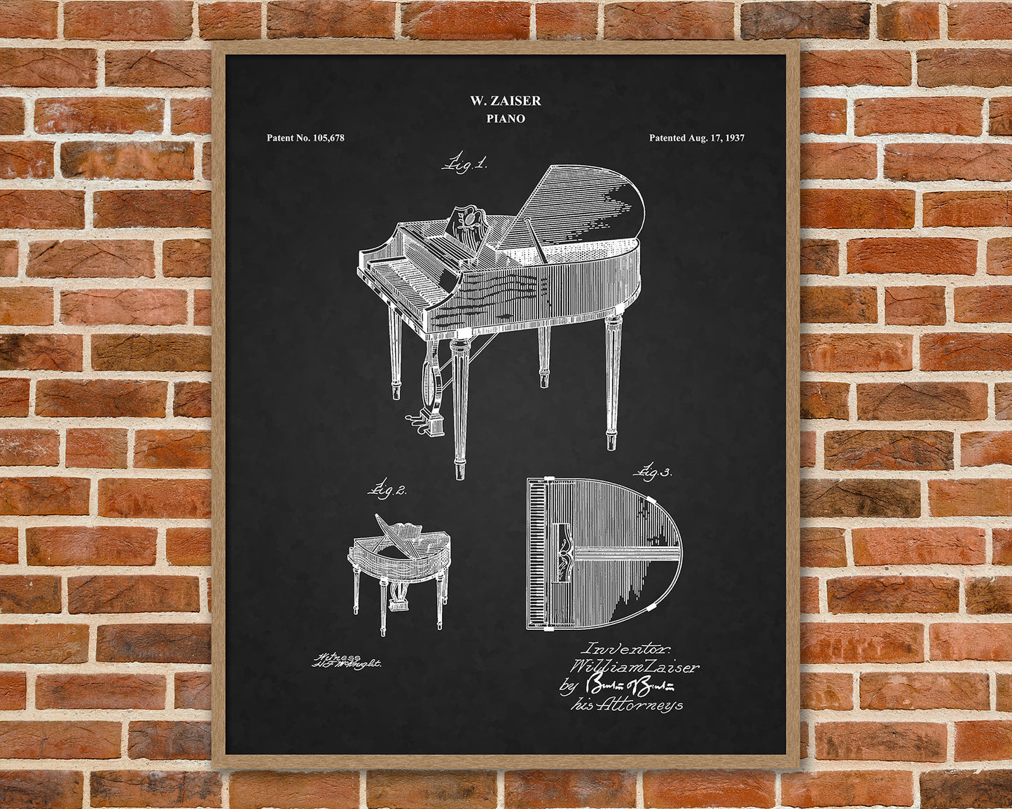 Wurlitzer Butterfly Grand Piano Patent Print Art, Piano Wall Art, Piano Player Gift, Music Room Decor, Piano Teacher Gift, Piano Art, 06172