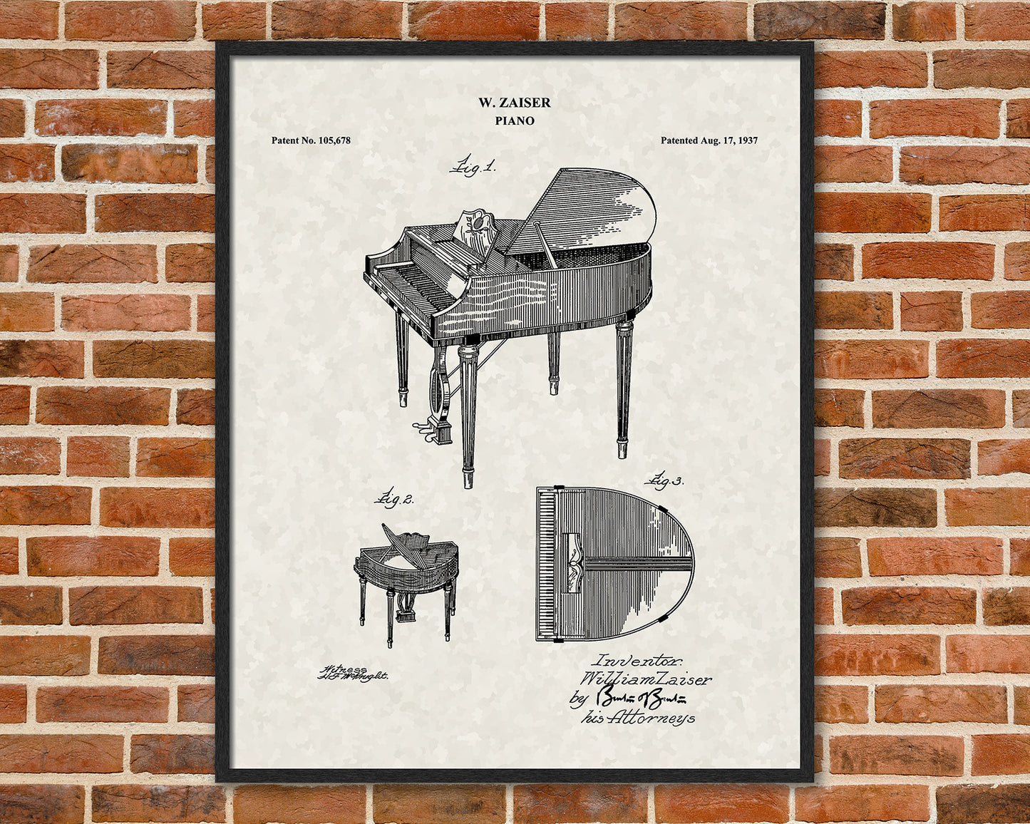 Wurlitzer Butterfly Grand Piano Patent Print Art, Piano Wall Art, Piano Player Gift, Music Room Decor, Piano Teacher Gift, Piano Art, 06172