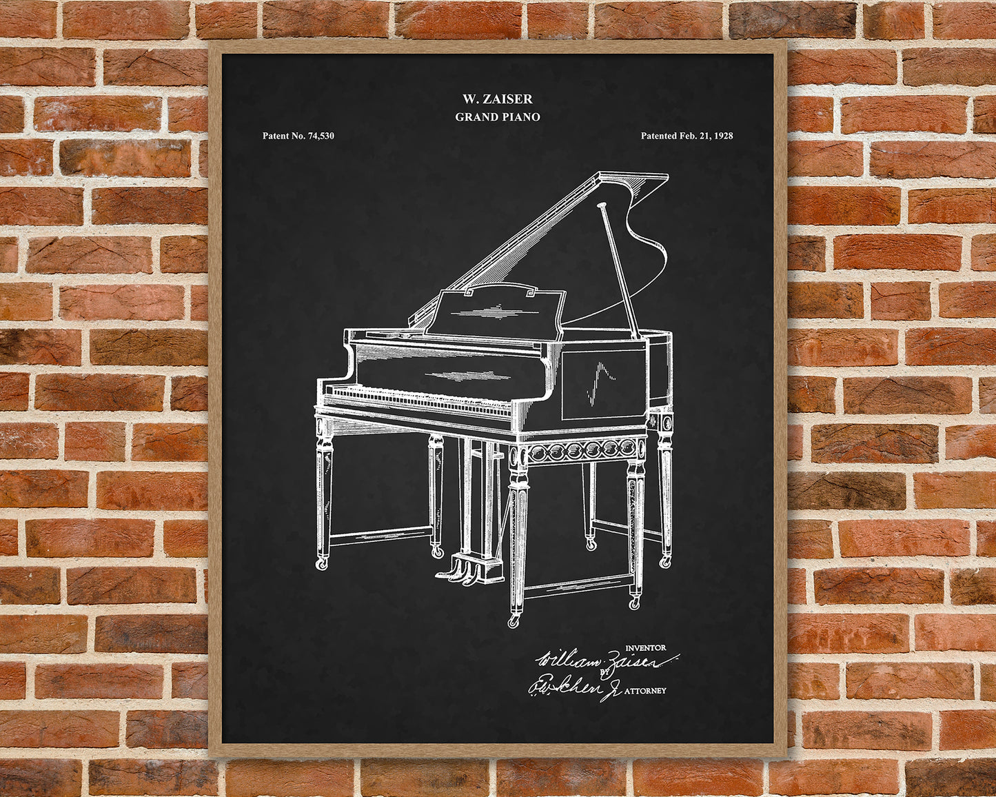 Grand Piano Patent Drawings, Music Studio Wall Art Poster, Great Vintage Room Decor, Art Prints, Musician Decor Gifts 03102