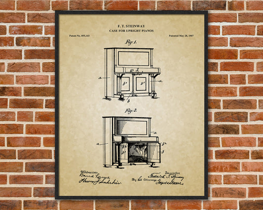 Piano Patent Drawings, Music Studio Wall Art Poster, Great Vintage Room Decor, Art Prints, Musician Decor Gifts 03062