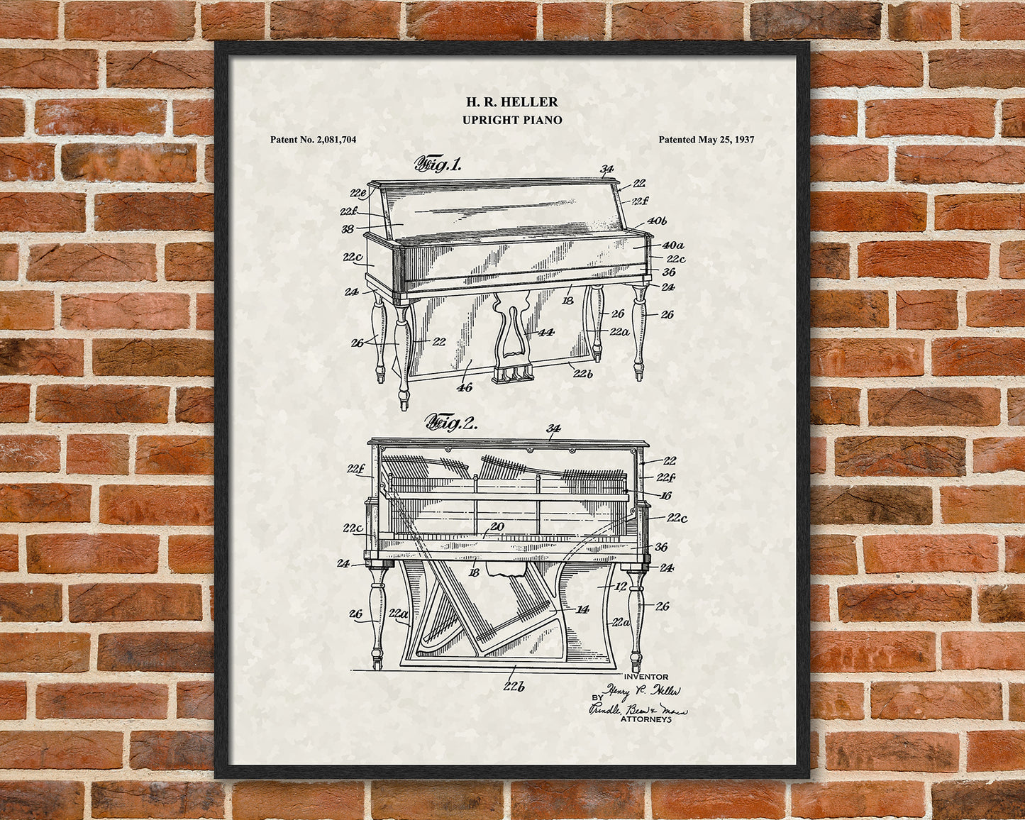 Upright Piano Patent Drawings, Music Studio Wall Art Poster, Great Vintage Room Decor, Art Prints, Musician Decor Gifts 03082