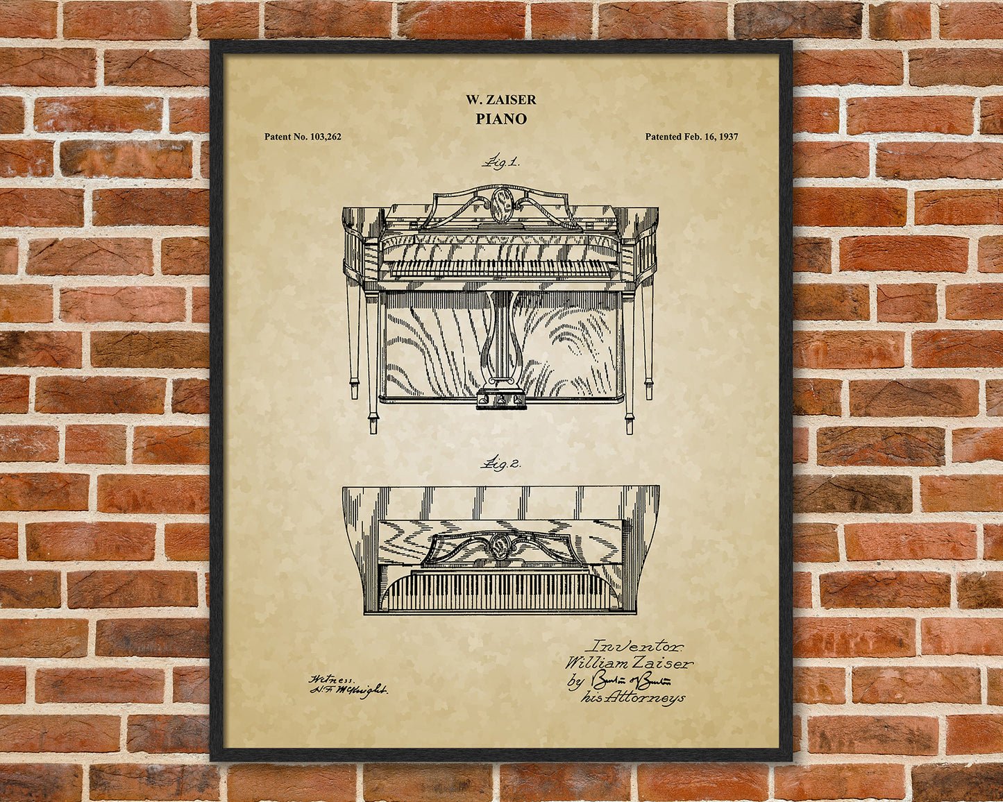 Piano Patent Drawings, Music Studio Wall Art Poster, Great Vintage Room Decor, Art Prints, Musician Decor Gifts 04034