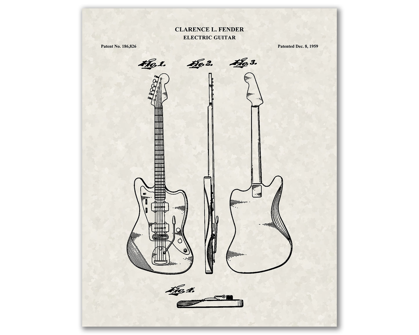 Guitar Patent Drawings, Music Studio Wall Art Poster, Great Vintage Room Decor, Art Prints, Musician Decor Gifts 03202