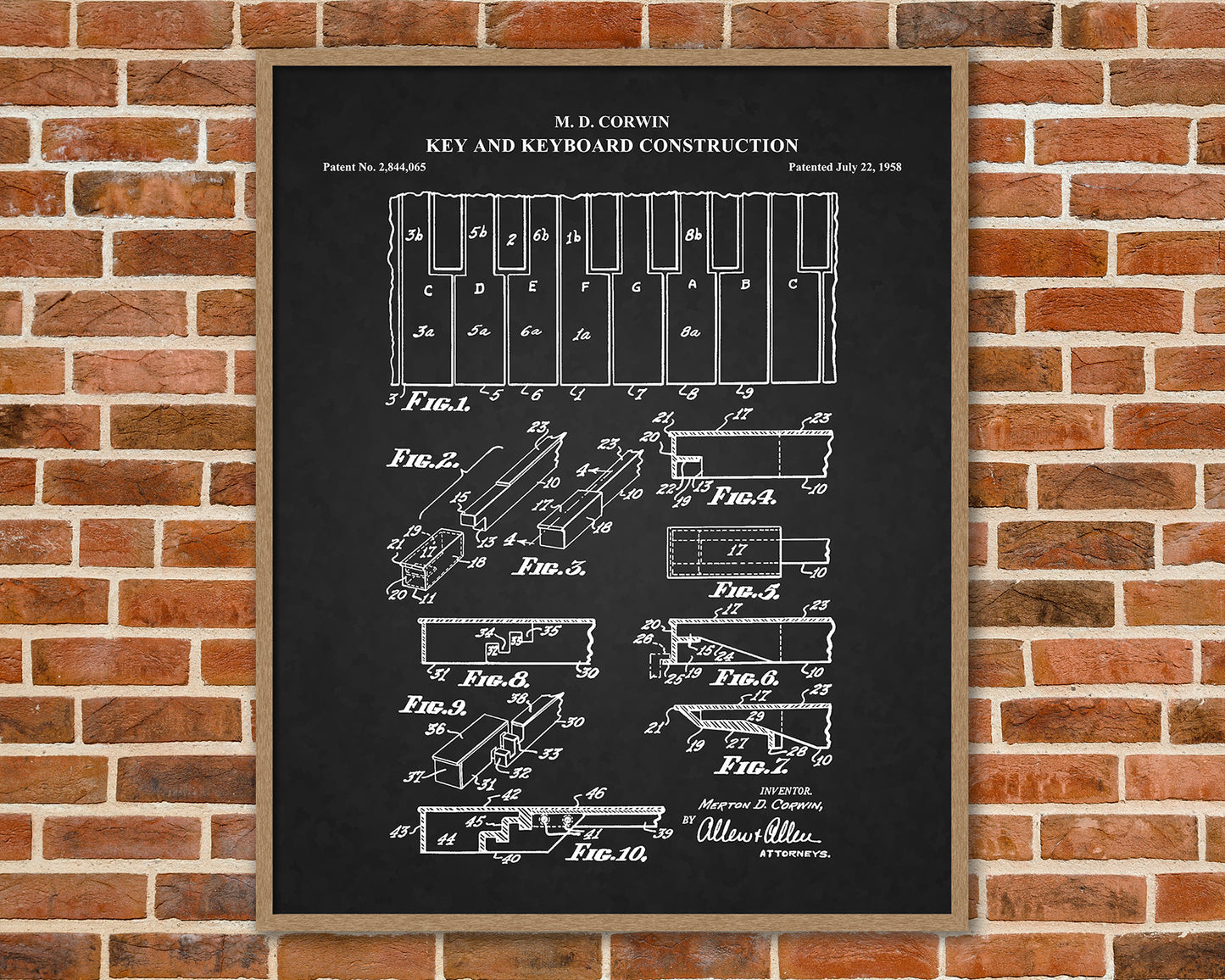 Piano Keys and Keyboard Patent Prints, Piano Teacher Gift, Piano Player Gift, Music Room Decor, Piano Keyboard Blueprint, Musician Gifts, 06032